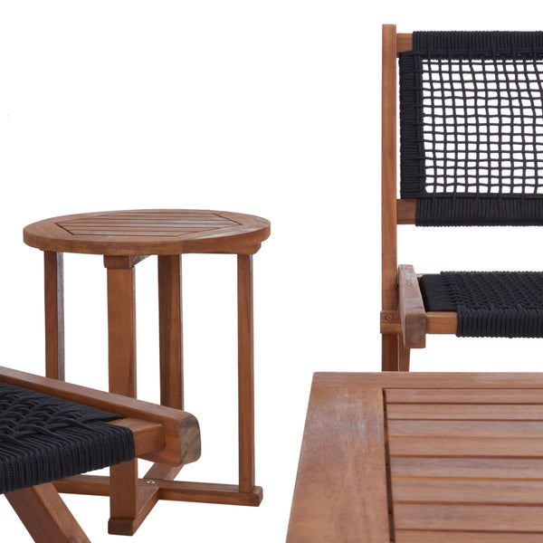 Safavieh Kobina 5Pc Outdoor Living Set Natural/Black Rope Wood / Nylon Rope PAT7314E-2BX