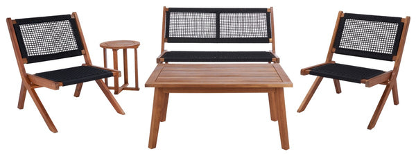 Safavieh Kobina 5Pc Outdoor Living Set Natural/Black Rope Wood / Nylon Rope PAT7314E-2BX