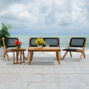 Safavieh Kobina 5Pc Outdoor Living Set Natural/Black Rope Wood / Nylon Rope PAT7314E-2BX