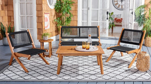 Safavieh Kobina 5Pc Outdoor Living Set Natural/Black Rope Wood / Nylon Rope PAT7314E-2BX