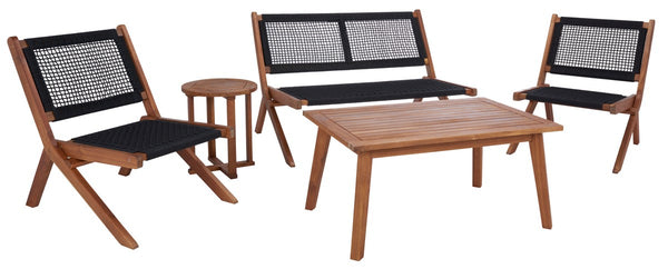 Safavieh Kobina 5Pc Outdoor Living Set Natural/Black Rope Wood / Nylon Rope PAT7314E-2BX