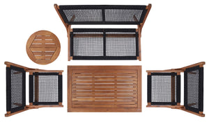 Safavieh Kobina 5Pc Outdoor Living Set Natural/Black Rope Wood / Nylon Rope PAT7314E-2BX