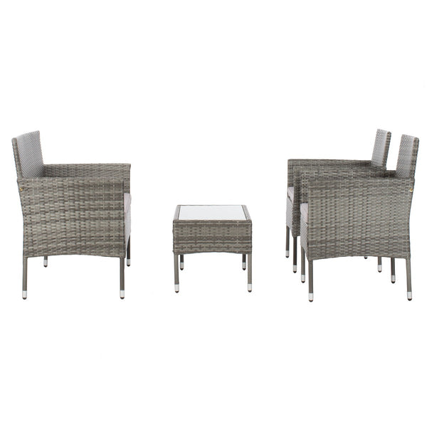 Abdul 4 Piece Outdoor Living Set with Chic-Modern Design, Plush Cushions, and Glass Table