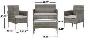 Abdul 4 Piece Outdoor Living Set with Chic-Modern Design, Plush Cushions, and Glass Table