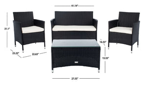 Bandele 4-Piece Living Set: Stylish Woven Design with Glass Coffee Table, Perfect for Outdoor Lounging