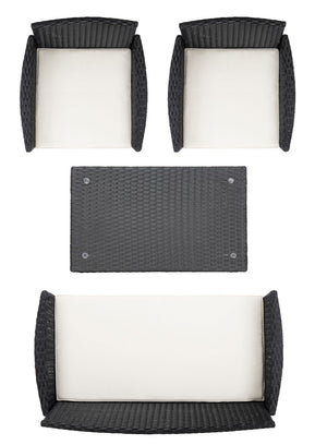 Bandele 4-Piece Living Set: Stylish Woven Design with Glass Coffee Table, Perfect for Outdoor Lounging