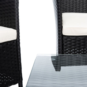 Bandele 4-Piece Living Set: Stylish Woven Design with Glass Coffee Table, Perfect for Outdoor Lounging