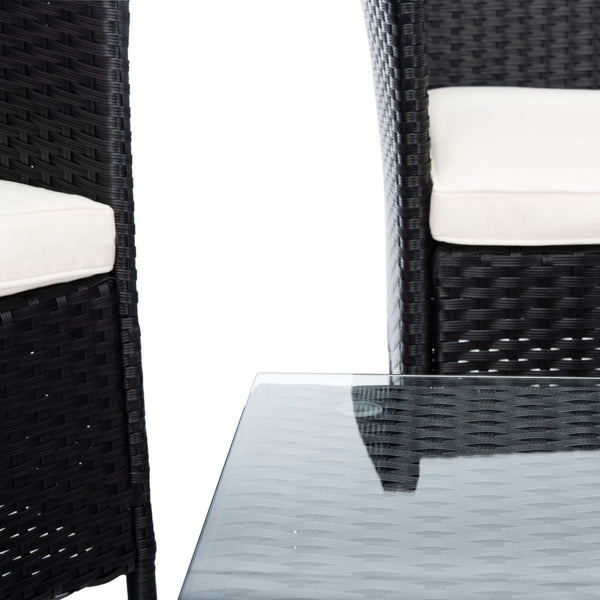 Bandele 4-Piece Living Set: Stylish Woven Design with Glass Coffee Table, Perfect for Outdoor Lounging