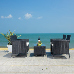 Bandele 4-Piece Living Set: Stylish Woven Design with Glass Coffee Table, Perfect for Outdoor Lounging