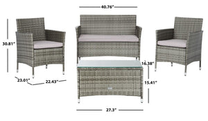 Bandele 4-Piece Living Set: Stylish Woven Design with Glass Coffee Table, Perfect for Outdoor Lounging