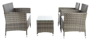 Bandele 4-Piece Stylish Living Set with Glass Top Table, Armchairs, Loveseat for Poolside Relaxation