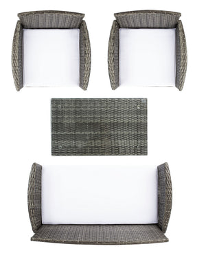 Bandele 4-Piece Stylish Living Set with Glass Top Table, Armchairs, Loveseat for Poolside Relaxation