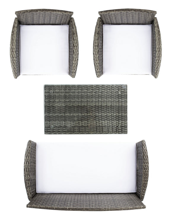 Bandele 4-Piece Stylish Living Set with Glass Top Table, Armchairs, Loveseat for Poolside Relaxation