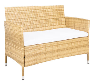 Bandele 4-Piece Stylish Living Set with Glass Top Table, Armchairs, Loveseat for Poolside Relaxation