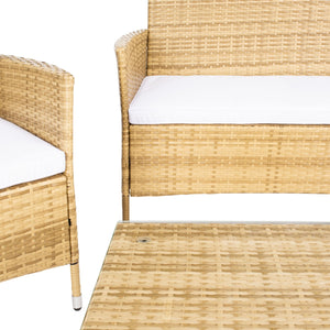 Bandele 4-Piece Stylish Living Set with Glass Top Table, Armchairs, Loveseat for Poolside Relaxation