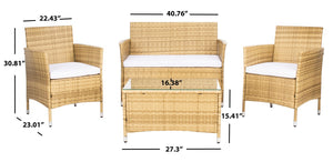 Bandele 4-Piece Stylish Living Set with Glass Top Table, Armchairs, Loveseat for Poolside Relaxation