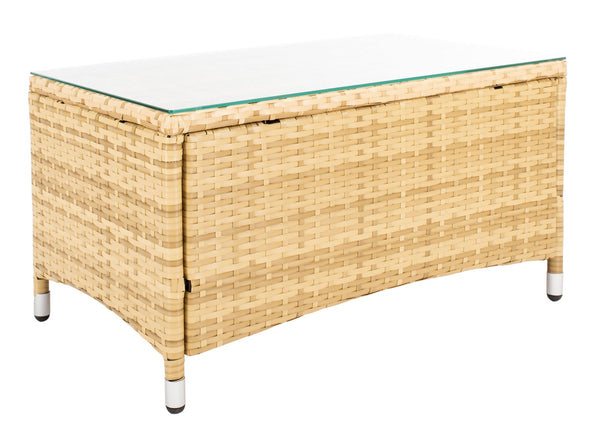 Bandele 4-Piece Stylish Living Set with Glass Top Table, Armchairs, Loveseat for Poolside Relaxation