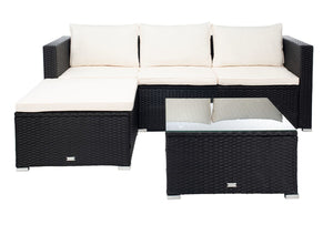 Madalina Living Set - Elegant Outdoor Lounge Furniture with Plush Cushions and Glass Coffee Table