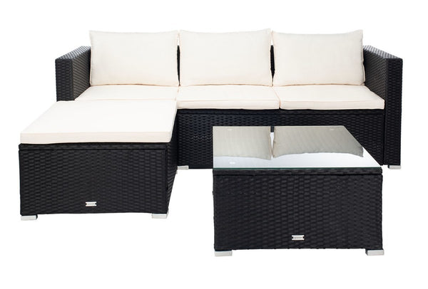 Madalina Living Set - Elegant Outdoor Lounge Furniture with Plush Cushions and Glass Coffee Table