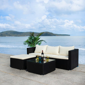 Madalina Living Set - Elegant Outdoor Lounge Furniture with Plush Cushions and Glass Coffee Table