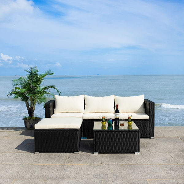 Madalina Living Set - Elegant Outdoor Lounge Furniture with Plush Cushions and Glass Coffee Table