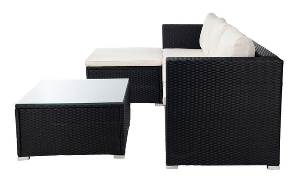 Madalina Living Set - Elegant Outdoor Lounge Furniture with Plush Cushions and Glass Coffee Table