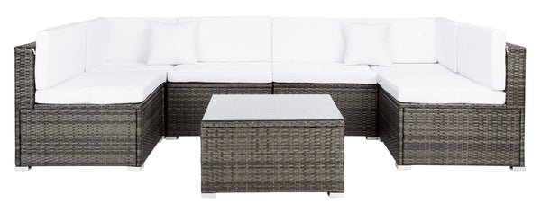 Diona Modern Outdoor Living Set with Chic Grey Frames and Luxurious Cushions for Stylish Lounging