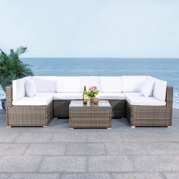 Diona Modern Outdoor Living Set with Chic Grey Frames and Luxurious Cushions for Stylish Lounging