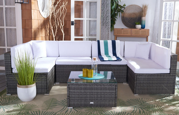 Diona Modern Outdoor Living Set with Chic Grey Frames and Luxurious Cushions for Stylish Lounging