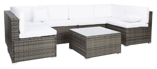 Diona Modern Outdoor Living Set with Chic Grey Frames and Luxurious Cushions for Stylish Lounging