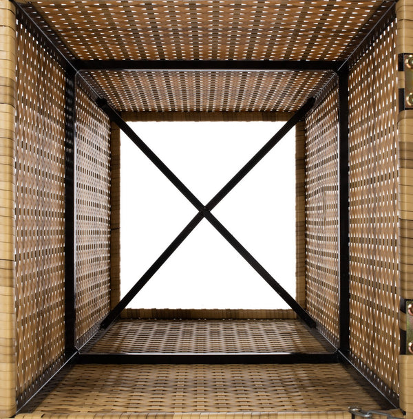 Mazeli Decorative Trash Bin - Chic Outdoor Waste Container with Removable Top and Steel Frame Design