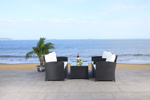 Vellor 4 Piece Coastal Living Set with Plush Cushions and Glass-Topped Coffee Table for Relaxation