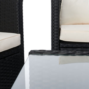 Vellor 4 Piece Coastal Living Set with Plush Cushions and Glass-Topped Coffee Table for Relaxation