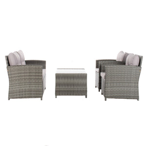 Vellor 4 Piece Coastal Living Set with Plush Cushions and Glass-Topped Coffee Table for Relaxation