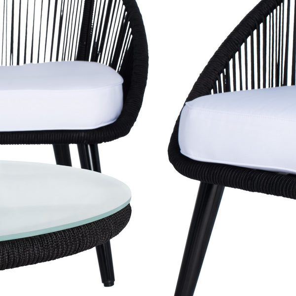 Halcott 4-Piece Mid-Century Modern Living Set with Stylish Barrel Chairs and Glass Coffee Table