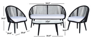 Halcott 4-Piece Mid-Century Modern Living Set with Stylish Barrel Chairs and Glass Coffee Table