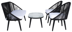 Halcott 4-Piece Mid-Century Modern Living Set with Stylish Barrel Chairs and Glass Coffee Table