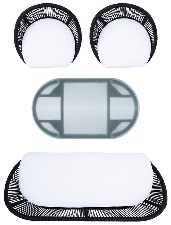 Halcott 4-Piece Mid-Century Modern Living Set with Stylish Barrel Chairs and Glass Coffee Table