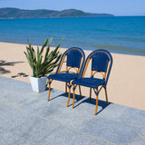 Safavieh California Side Chair - Set of 2 Navy Aluminum / Wicker PAT7530B-SET2