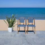 Safavieh California Side Chair - Set of 2 Navy / White Aluminum / Wicker PAT7530E-SET2