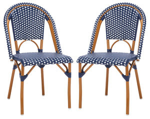 Safavieh California Side Chair - Set of 2 Navy / White Aluminum / Wicker PAT7530E-SET2