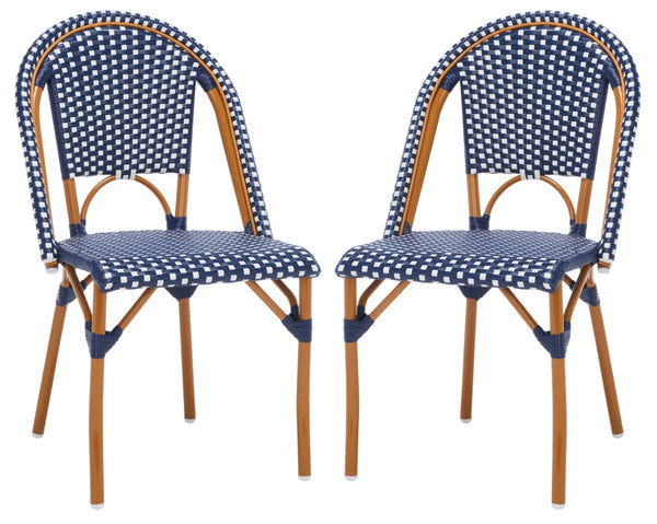 Safavieh California Side Chair - Set of 2 Navy / White Aluminum / Wicker PAT7530E-SET2