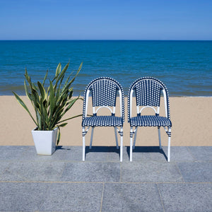 Safavieh California Side Chair - Set of 2 Navy / Navy Aluminum / Wicker PAT7530F-SET2