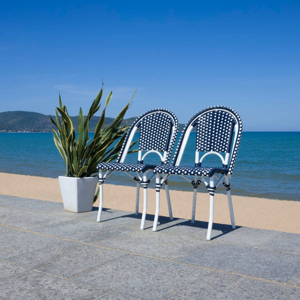 Safavieh California Side Chair - Set of 2 Navy / Navy Aluminum / Wicker PAT7530F-SET2