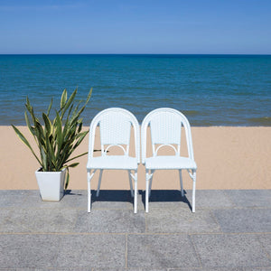 Safavieh California Side Chair - Set of 2 Baby Blue / White Aluminum / Wicker PAT7530G-SET2