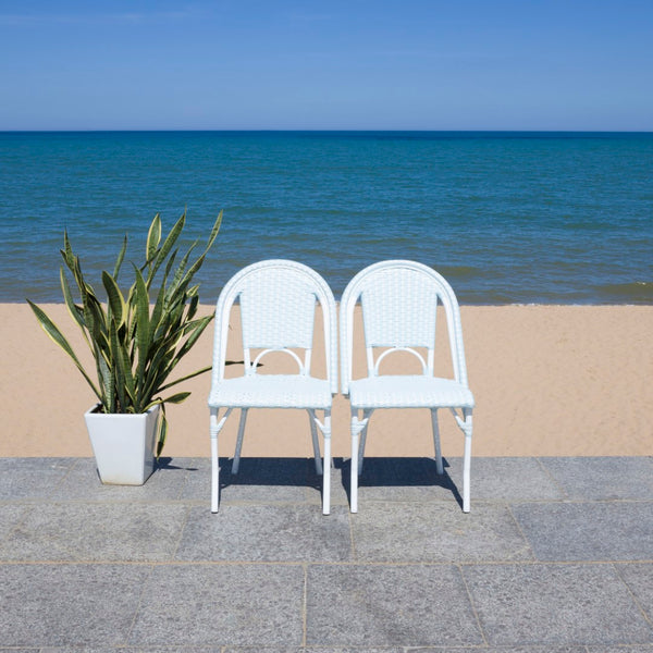 Safavieh California Side Chair - Set of 2 Baby Blue / White Aluminum / Wicker PAT7530G-SET2