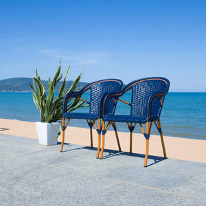 Safavieh California Armchair - Set of 2 Navy Aluminum / Wicker PAT7531B-SET2