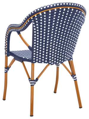 Safavieh California Armchair - Set of 2 Navy / White Aluminum / Wicker PAT7531E-SET2