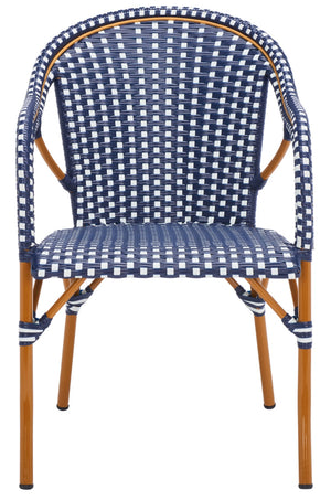 Safavieh California Armchair - Set of 2 Navy / White Aluminum / Wicker PAT7531E-SET2