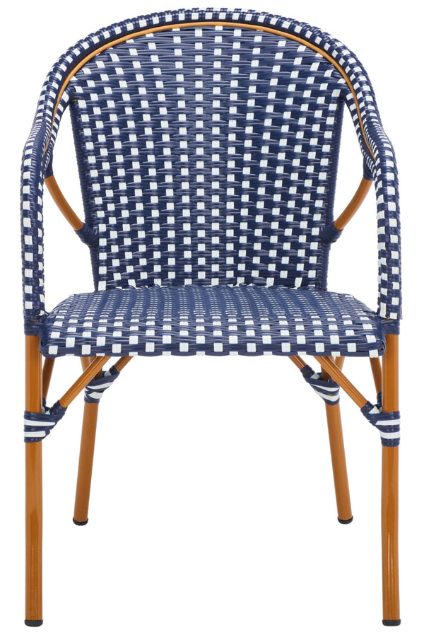 Safavieh California Armchair - Set of 2 Navy / White Aluminum / Wicker PAT7531E-SET2